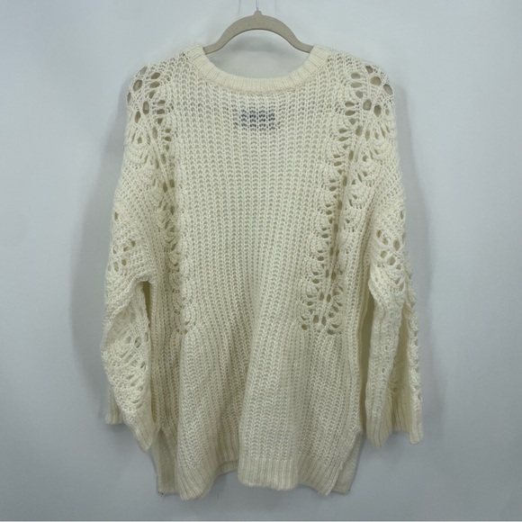 Anthropologie Pilcro Devenne Pointelle Sweater cream white Sz M - Picture 3 of 9